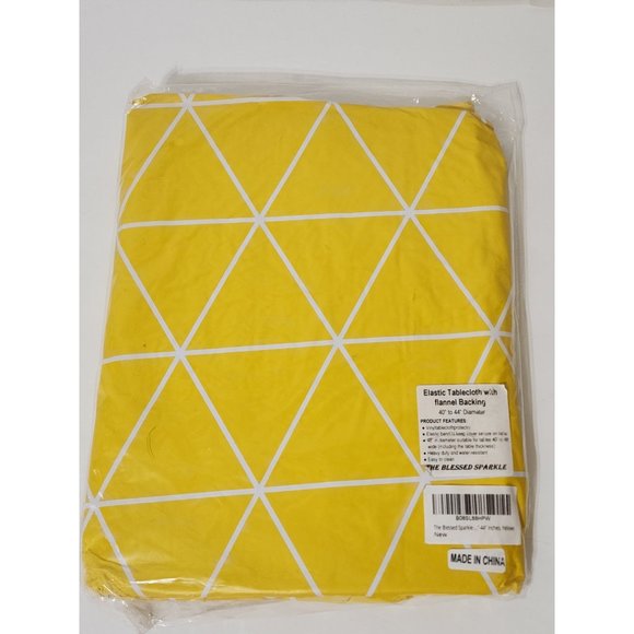 The Blessed Sparkle Vinyl Fitted Elastic Tablecloth (40" - 44" Diameter* Yellow) - Picture 2 of 5